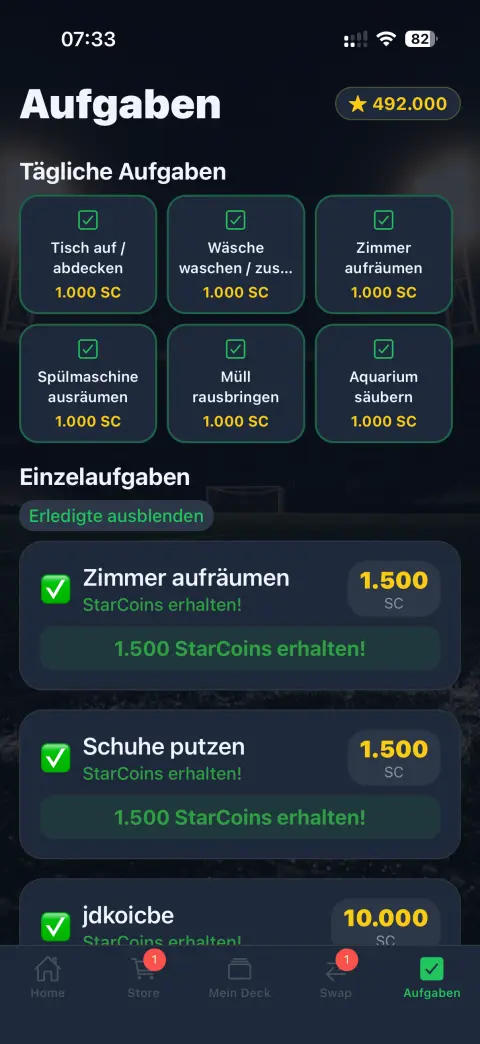 Aufgaben-Übersicht (Kind)