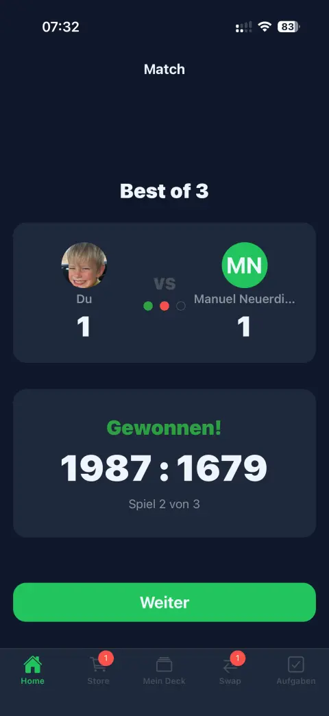 Best-of-3 Match-Anzeige